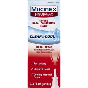 Mucinex Sinus-Max Clear & Cool Nasal Spray, Oxymetazoline HCI 0.05%, 0.75 OZ