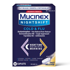 Mucinex Nightshift Cold & Flu Fast Release Caplets, Maximum Strength, 20 Ct , CVS