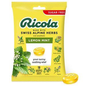RICOLA Sugar Free Lemon Mint Herb Throat Drops, 19 Ct , CVS