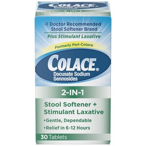Colace 2-In-1 Stool Softener + Stimulant Laxative Tablets, 30 Ct , CVS