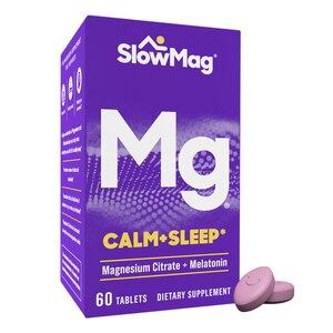 SlowMag Calm + Sleep Tablets, Magnesium Citrate + Melatonin, 60 CT