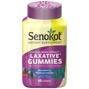Senokot Dietary Supplement Laxative Gummies, Blueberry Pomegranate, 60 CT
