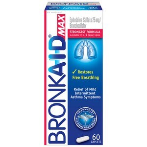 Bronkaid Max Ephedrine Sulfate 25mg Bronchodilator, 60 Ct , CVS