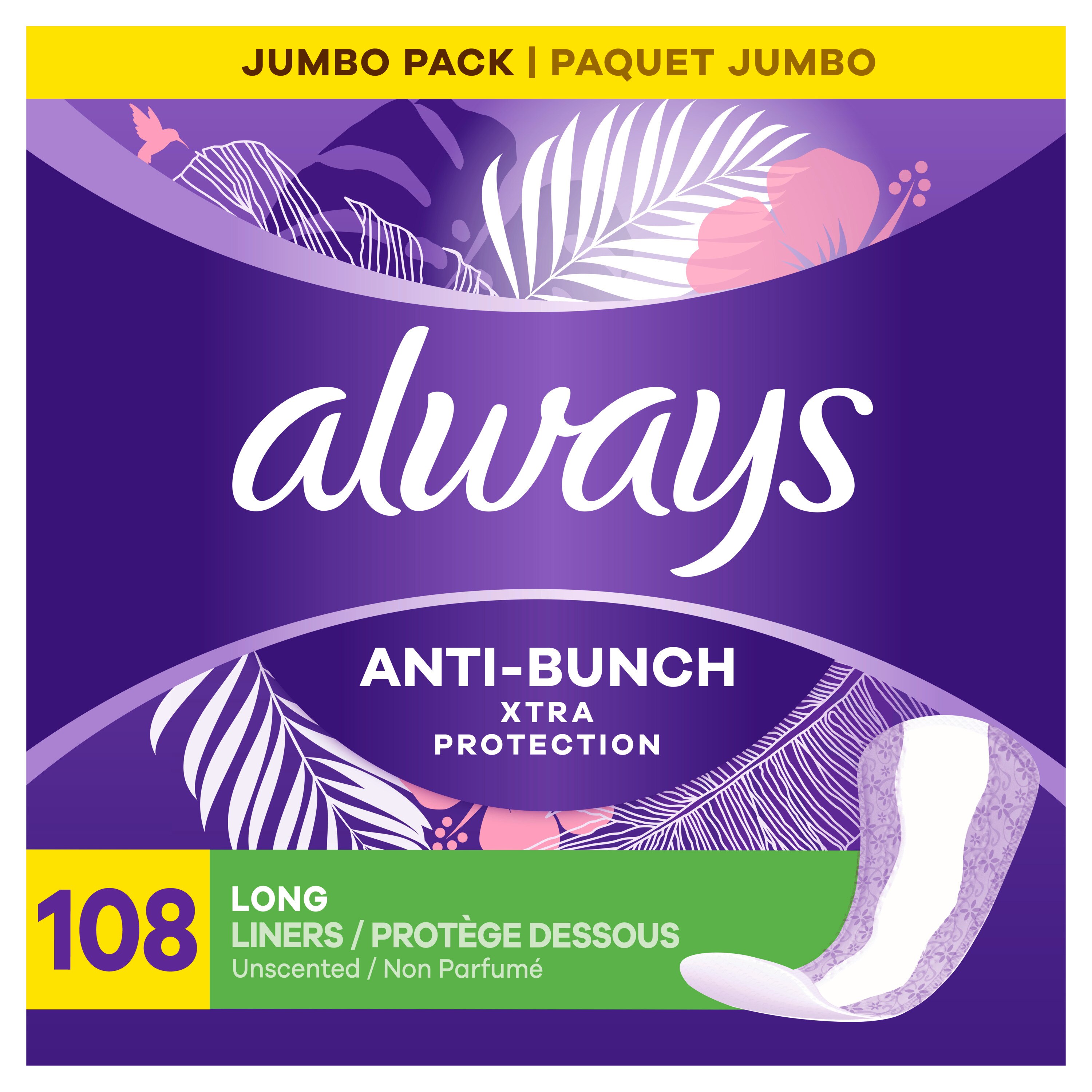 Always Xtra Protection Daily Panty Liners Long Unscented, 108 Ct , CVS