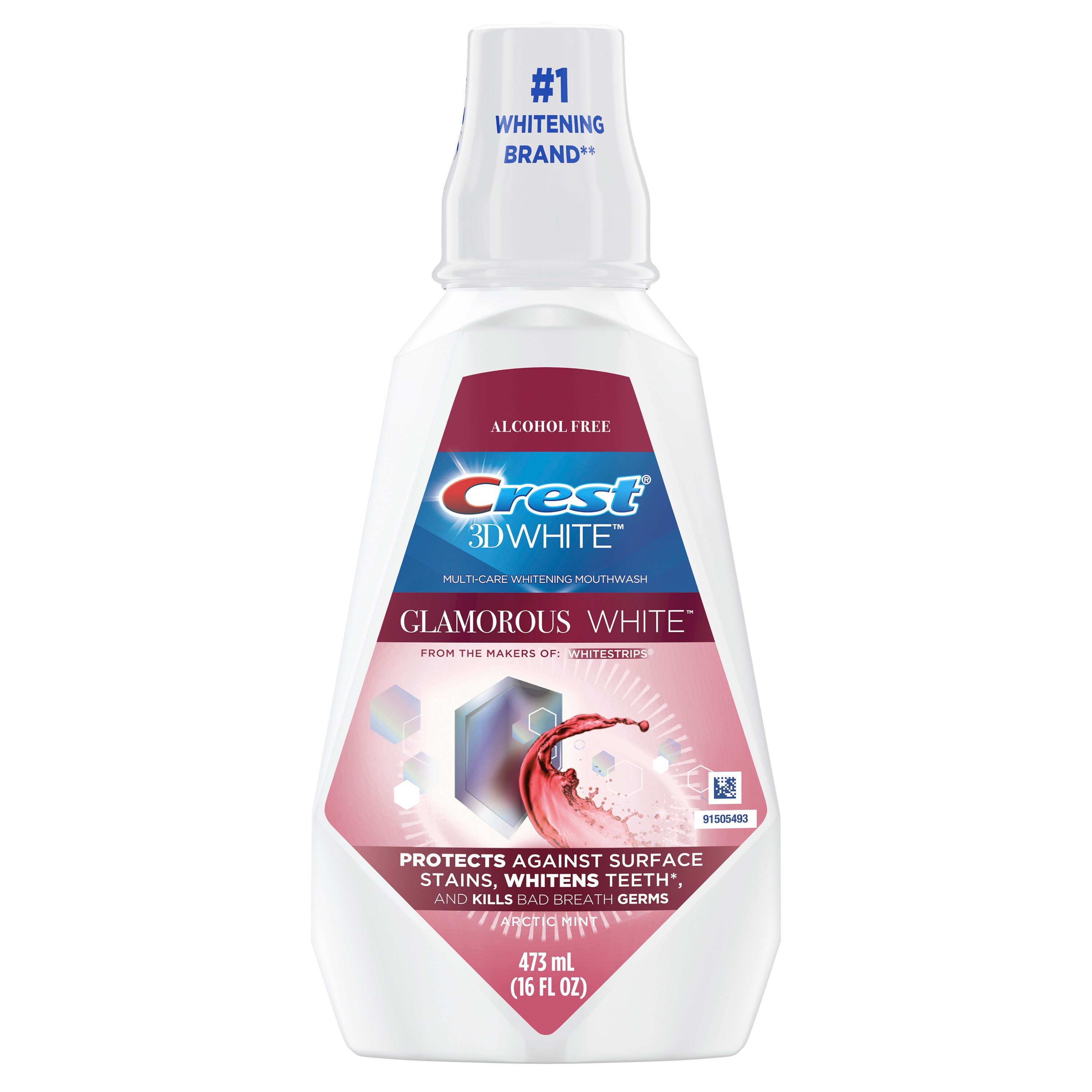 Crest 3D White Glamorous White Alcohol Free Multi-Care Whitening Mouthwash, Fresh Mint