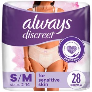 Discreet Menstrual, Incontinence & Postpartum Underwear for Women (S/M - 8  Count)