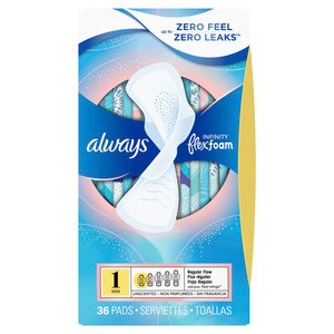 Always Infinity FlexFoam Pads, Size 1 Regular, Unscented, 36 Ct , CVS