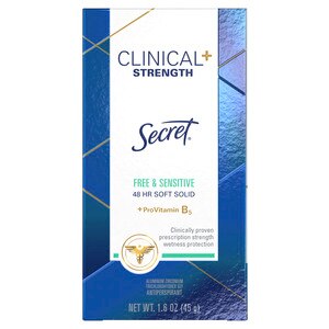 Secret Clinical Strength Soft Solid Antiperspirant and Deodorant, Free & Sensitive, 1.6 oz