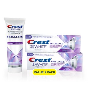 Crest 3D White Brilliance Fluoride Anticavity Toothpaste, Vibrant Peppermint, 3.9 oz, 2 pack - 3.5 oz | CVS -  15885565