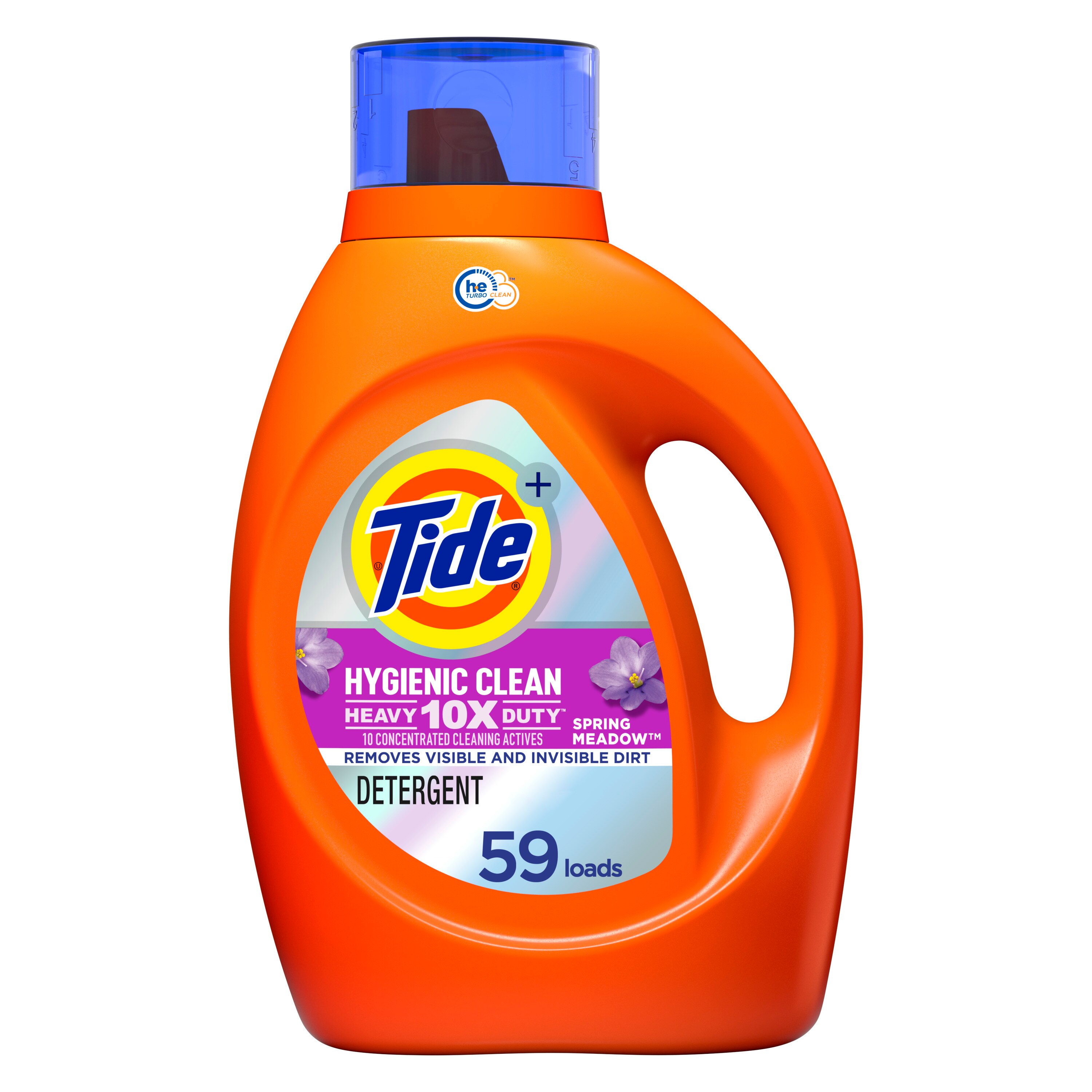 Tide Hygienic Clean Heavy 10x Duty Liquid Laundry Detergent, Spring Meadow, 59 Loads, HE Compatible, 92 OZ