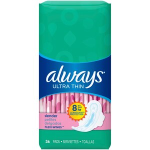 ALWAYS Ultra Thin Slender Pads With Wings, Unscented, 36 Count - 36 Ct , CVS