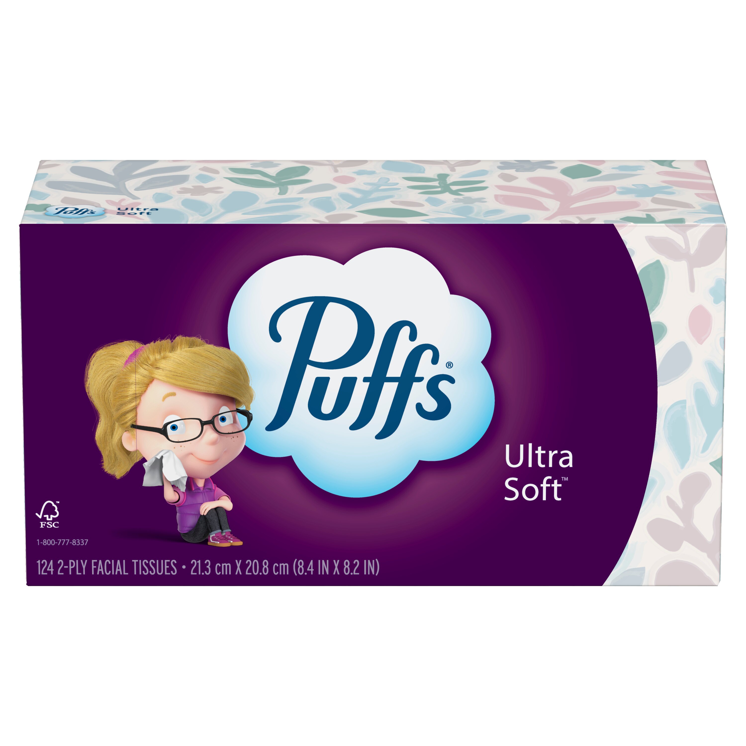 Puffs Ultra Soft Non-Lotion Facial Tissues, 1 Family Box, 124 CT