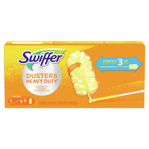 Swiffer - Kit básico de protectores antipolvo y mango extensor resistente (1 mango, 3 protectores antipolvo)