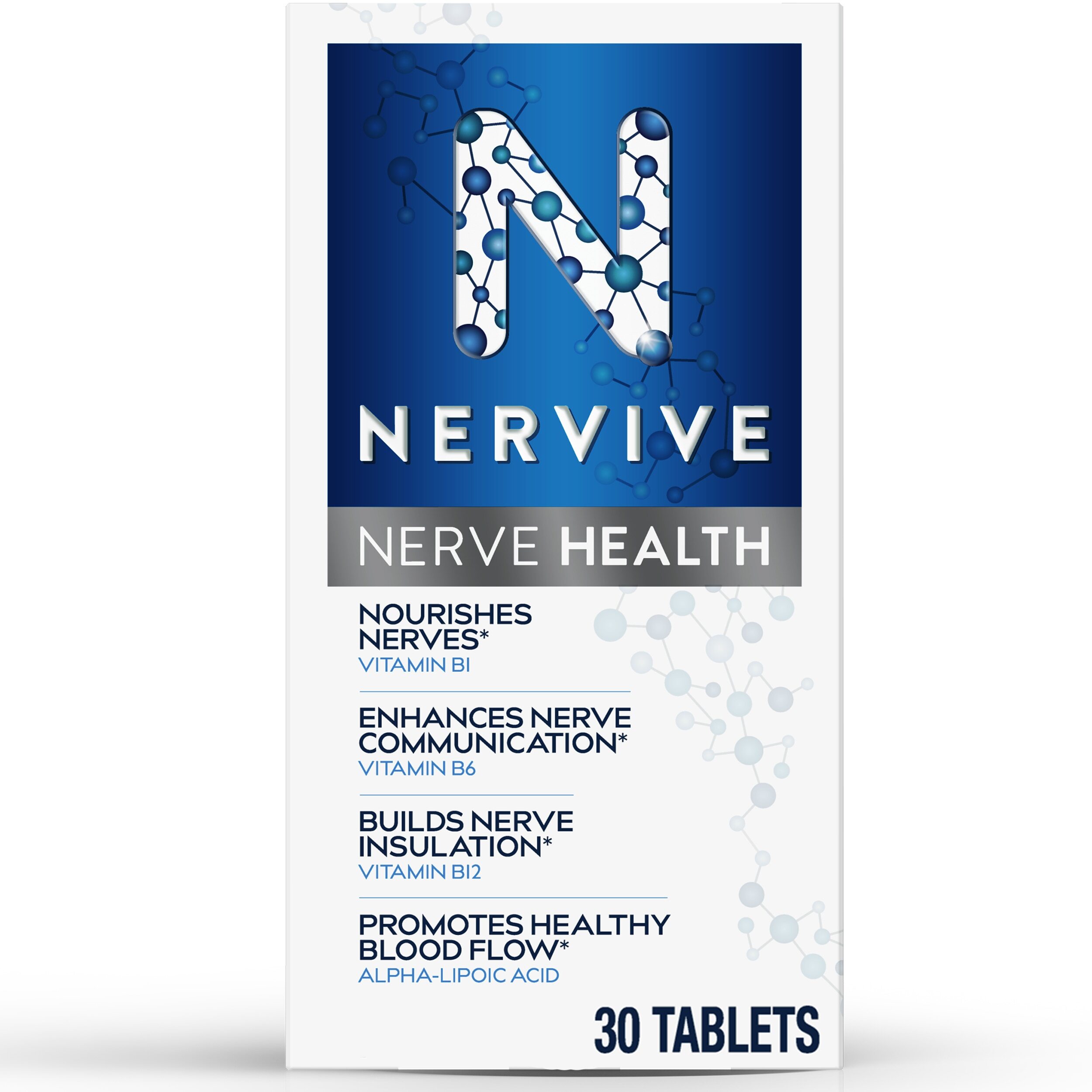 Nervive Nerve Health, for Nerve Support and Healthy Nerve Function in Fingers, Hands, Toes, & Feet, 30 CT