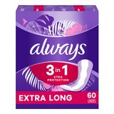 Always Xtra Protection 3-in-1 Daily Panty Liners Extra Long 60 CT, thumbnail image 1 of 9