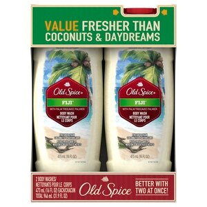 Old Spice Fresher Collection Men's Body Wash Fiji Scent Twin Pack, 32 OZ