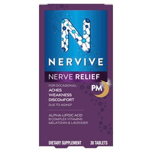 Nervive Nerve Relief PM, for Nerve Aches, Weakness, & Discomfort in Fingers, Toes, Hands, & Feet, 30 CT