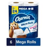 Charmin Ultra Soft Toilet Paper 6 Mega Rolls, 224 Sheets Per Roll, thumbnail image 1 of 14