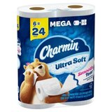 Charmin Ultra Soft Toilet Paper 6 Mega Rolls, 224 Sheets Per Roll, thumbnail image 5 of 14