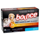 Bounce Pet Hair and Lint Guard Mega Dryer Sheets with 3X Pet Hair Fighters, Fresh Scent, 40 Count, thumbnail image 2 of 7