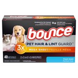 Bounce Pet Hair and Lint Guard Mega Dryer Sheets with 3X Pet Hair Fighters, Fresh Scent, 40 Count, thumbnail image 3 of 7