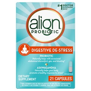 Align Probiotic, Digestive De-stress, Probiotic with Ashwagandha, which Helps with a natural and healthy response to stress, 21 Capsules