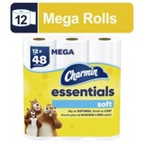 Charmin Essentials Soft Toilet Paper 12 Mega Rolls, 330 sheets per roll, thumbnail image 1 of 11