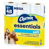 Charmin Essentials Soft Toilet Paper 12 Mega Rolls, 330 sheets per roll, thumbnail image 3 of 11
