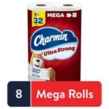 Charmin Ultra Strong Toilet Paper 8 Mega Rolls, 242 Sheets Per Roll, thumbnail image 1 of 12
