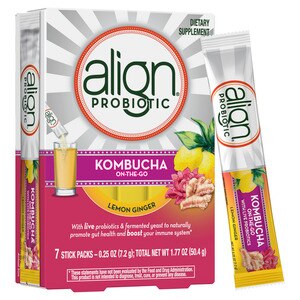 Align Kombucha ON-THE-GO with LIVE probiotics and fermented yeast to naturally promote gut health and boost your immune system, 7 Stick Packs