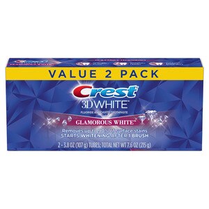 Crest 3D White Fluoride Anticavity Whitening Toothpaste, Glamorous White, 3.8 OZ, 2 Pack , CVS