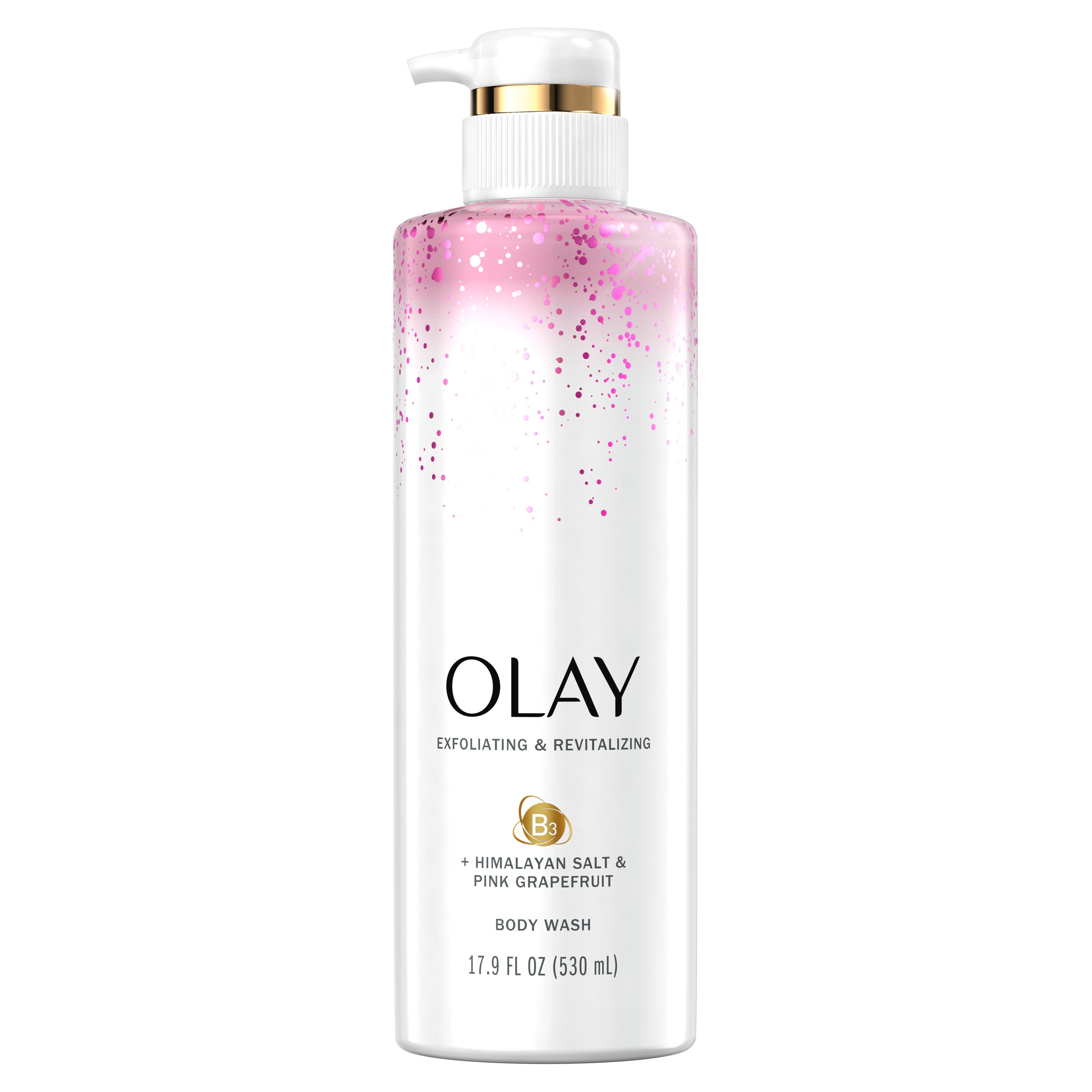 Olay Exfoliating & Revitalizing Body Wash with Himalayan Salt, Pink Grapefruit, and Vitamin B3, 17.9 OZ