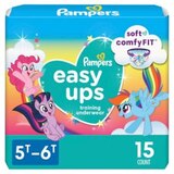 Pampers Easy Ups Training Underwear, Girls, Size 5T-6T, 15 CT, thumbnail image 1 of 9