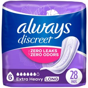 Always Discreet Incontinence Pads 6 Drop Extra Heavy Long (choose your count), 45 Count