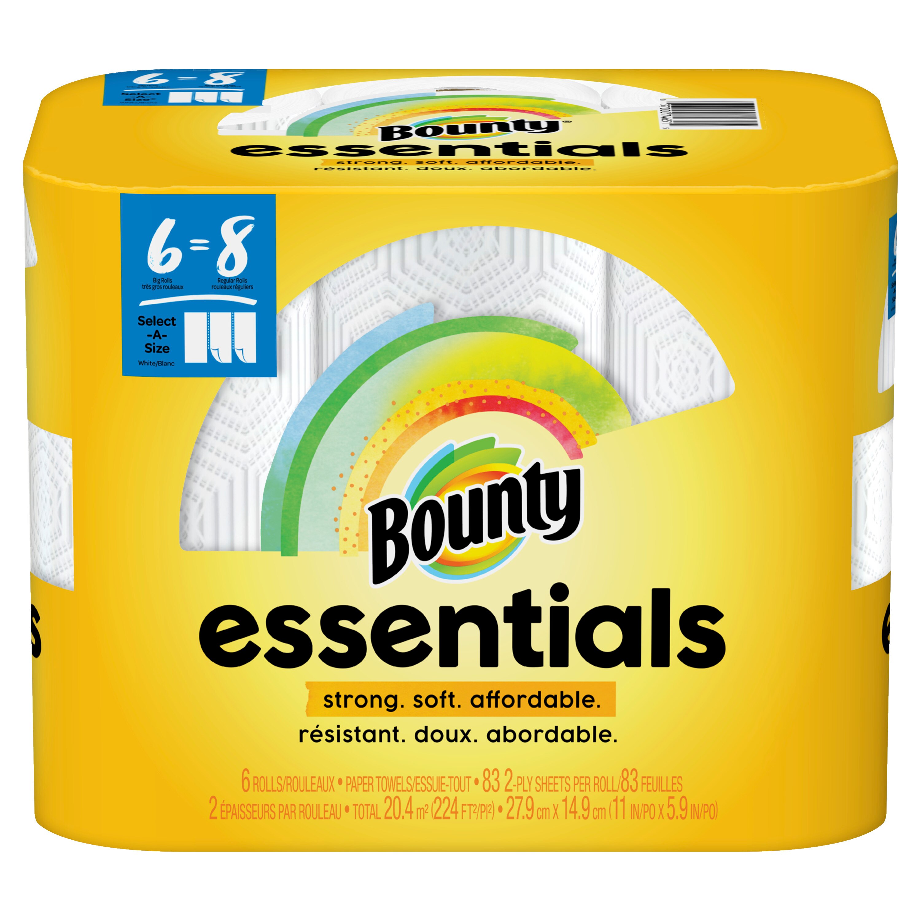 Bounty Essentials Select-A-Size Paper Towels, White, 6 Big Rolls = 8 Regular Rolls, 6 Count - 83 , CVS
