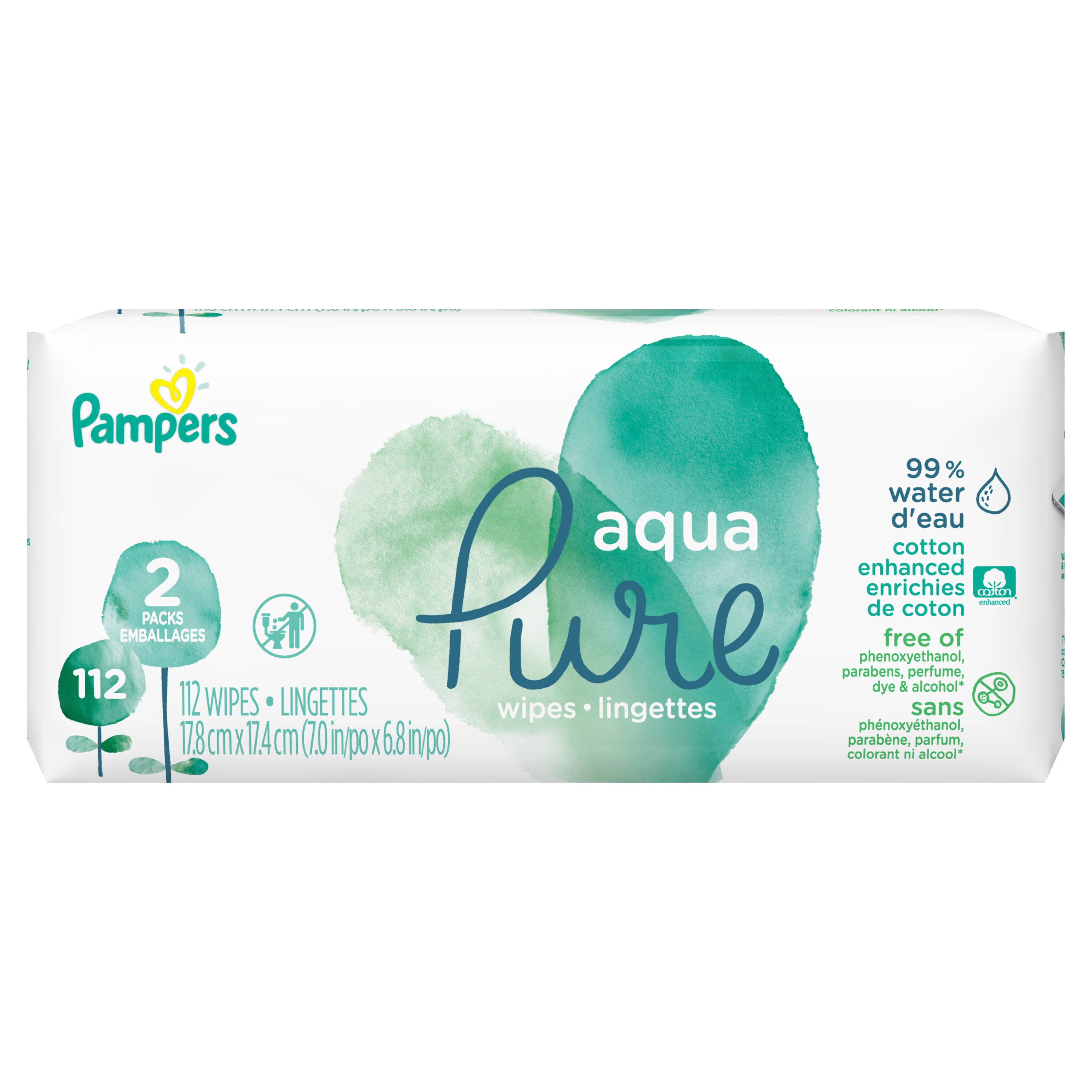 Pampers Aqua Pure Sensitive - Toallitas para bebé, 2X Pop-Top, 112 u.