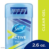 Secret Active Fresh Clear Gel Antiperspirant & Deodorant Stick, 2.6 OZ, thumbnail image 3 of 5