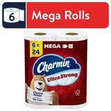 Charmin Ultra Strong Toilet Paper 6 Mega Rolls, 242 Sheets Per Roll, thumbnail image 1 of 12