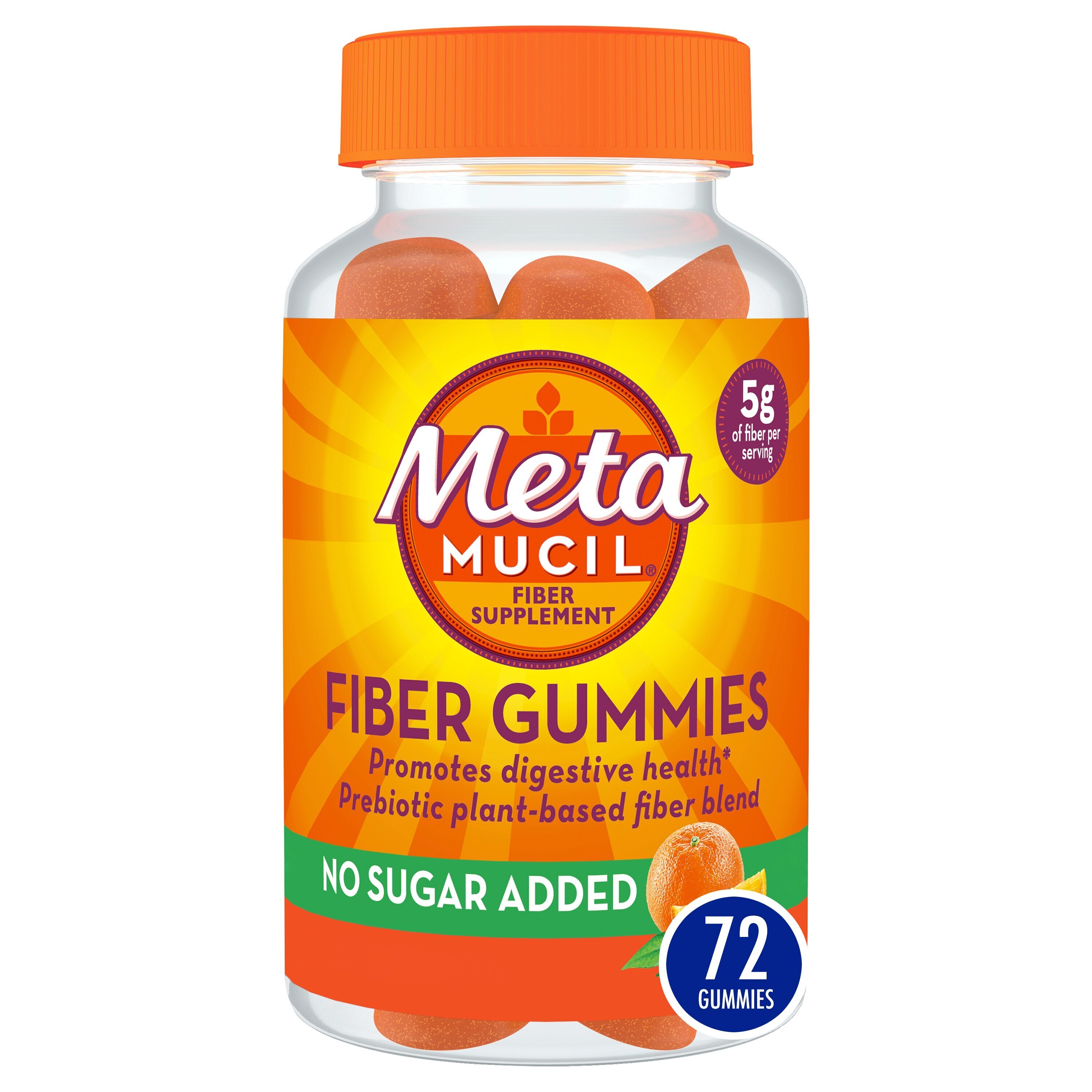Metamucil Fiber Supplement Gummies, Sugar Free Orange Flavor, 72 CT