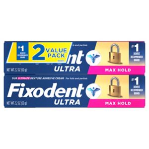 Fixodent Ultra Denture Adhesive Cream, Max Hold, 2.2 OZ, 2 CT