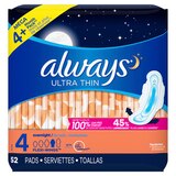 Always Ultra Thin Pads With Flexi-Wings Size4 Overnight, 26 CT, thumbnail image 1 of 9