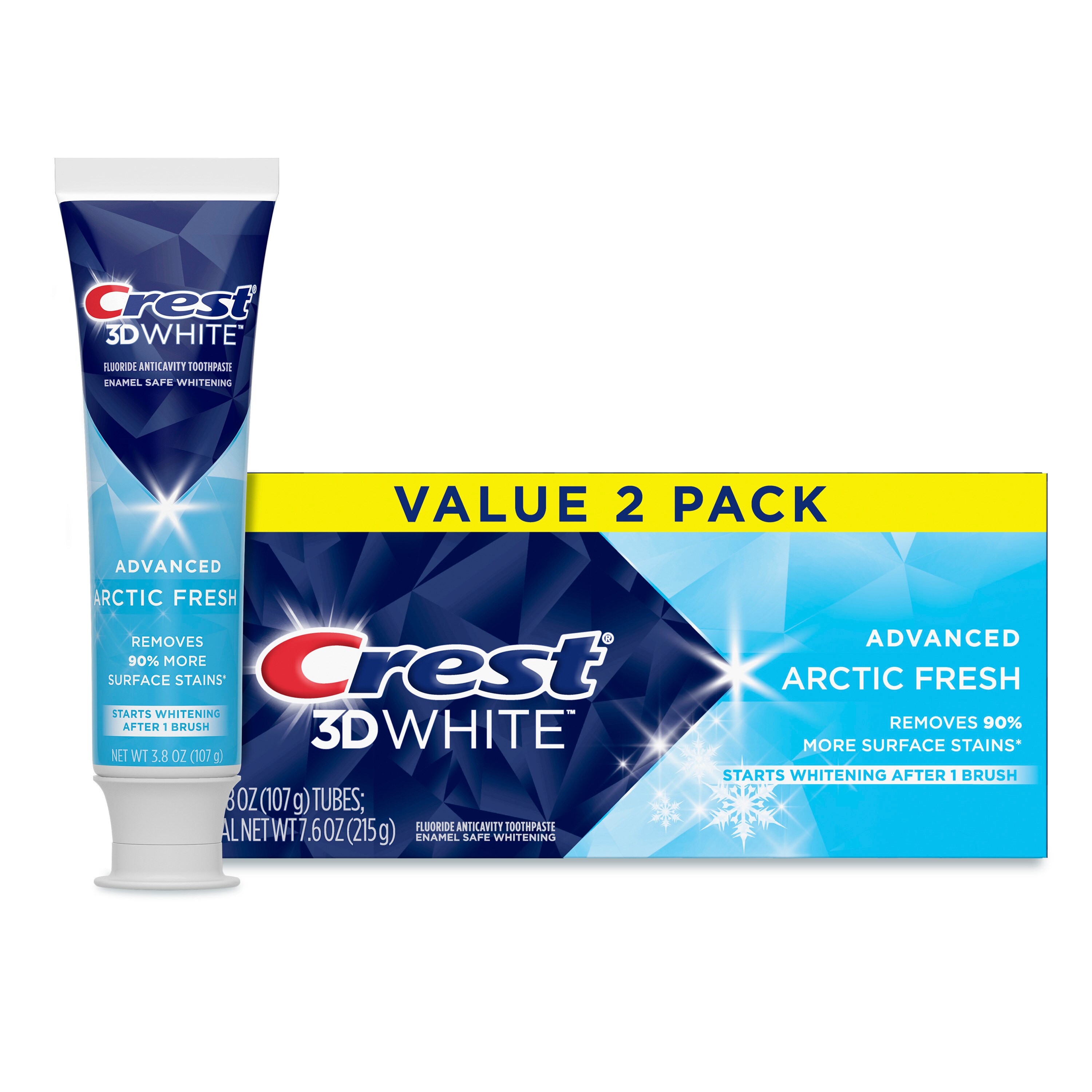 Crest 3D White Fluoride Anticavity Whitening Toothpaste, Advanced Artic Fresh, 3.8 OZ, 2 Pack , CVS