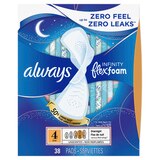 Always Infinity FlexFoam Size 4 Pads, Unscented, Overnight, thumbnail image 1 of 9