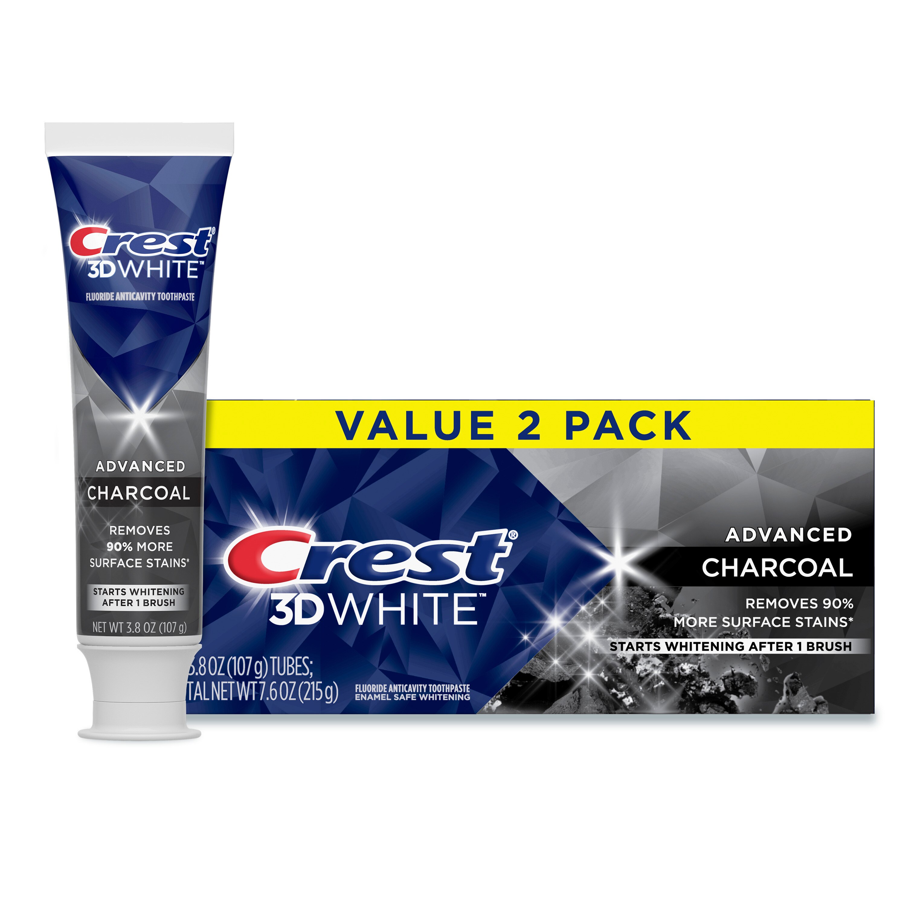 Crest 3D White Advanced Charcoal Teeth Whitening Toothpaste, 5.8 oz 2 Pack - 7.6 oz | CVS -  76198345