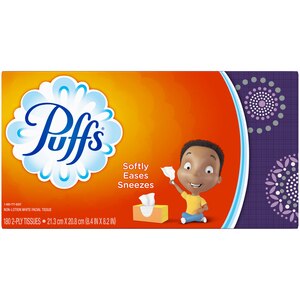  Puffs, Everyday Non-Lotion Facial Tissues, 180/Pack 