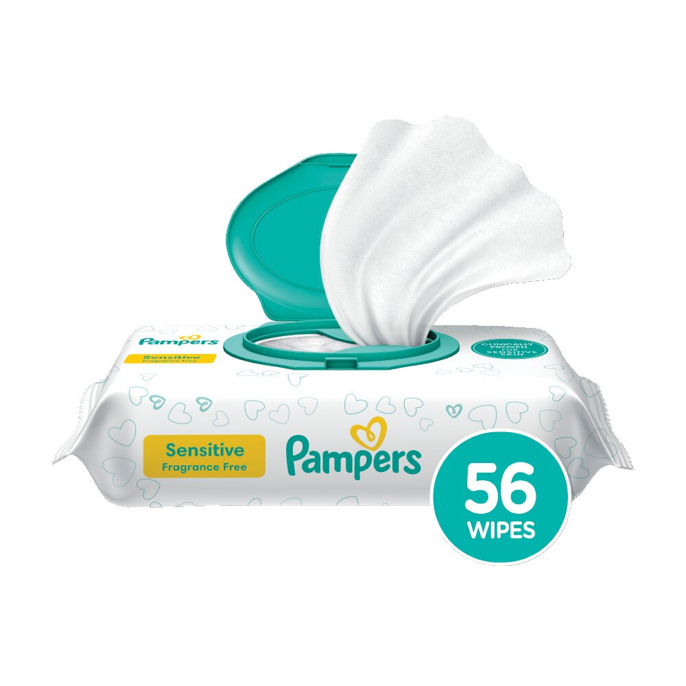 Pampers Baby Wipes Sensitive Perfume Free 1X Pop-Top 56 Count - 56 Ct , CVS