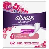 Always Discreet Lightest Short Liners, 52/Pack, thumbnail image 1 of 9