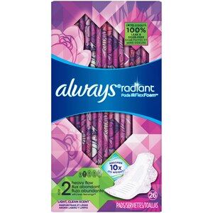always radiant overnight pads