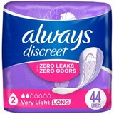 Always Discreet Incontinence Liners 2 Drop Light Absorbancy, Long, 44 CT, thumbnail image 1 of 12