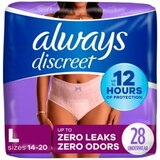 Always Discreet Incontinence Underwear for Women Maximum Protection, L, 28 CT, thumbnail image 1 of 11